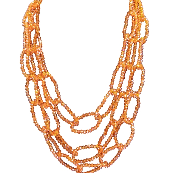 Elegant Orange Beaded Necklace - Picture 3 of 3